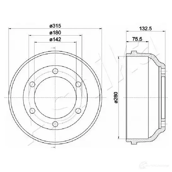 Тормозной барабан ASHIKA WXM I0HH 1437277004 56-00-0318 изображение 0