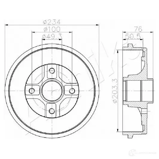 Тормозной барабан ASHIKA 1437276476 R 0438JQ 56-00-0710