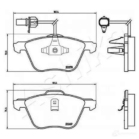 Тормозные колодки дисковые, комплект ASHIKA 1437305478 50-00-0952 NWE CV изображение 2