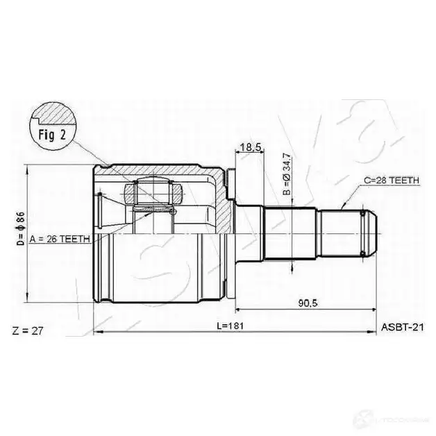 Шрус граната ASHIKA 62-05-578 Z X5A2LU 1438917978