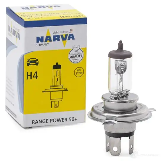 Лампа галогеновая H4 RANGE POWER +50% 60/55 Вт 12 В NARVA 3266353 48861 4013790137050 RR5P6 H изображение 1
