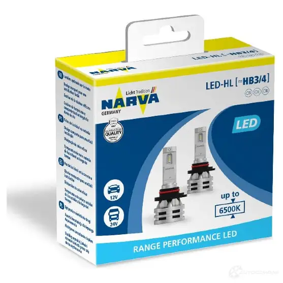 Лампа светодиодная HB4 RANGE PERFORMANCE LED 16 Вт 12 В 6500K NARVA 18038 1439693083 0K SJH - Изображение 1