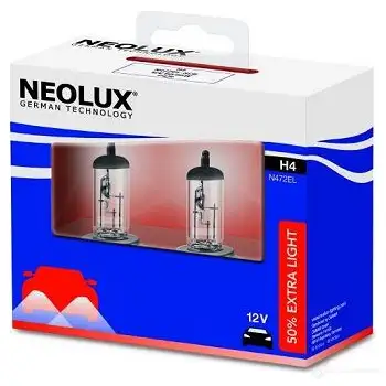 Лампа галогеновая H4 EXTRA LIGHT +50% 60/55 Вт 12 В NEOLUX S1Q5 A N472ELSCB 1194547708 4052899501034 изображение 0