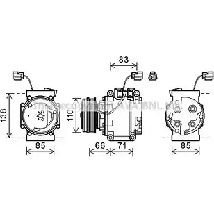 Компрессор кондиционера PRASCO 0PHGPCC 2588132 HDK260 F 5AA0RW