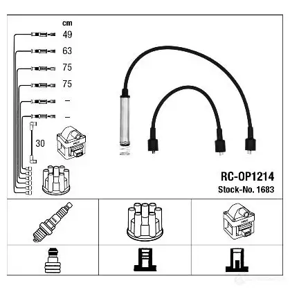 Высоковольтные провода зажигания, комплект NGK 1683 O7NP562 164585 RC -OP1214 изображение 0