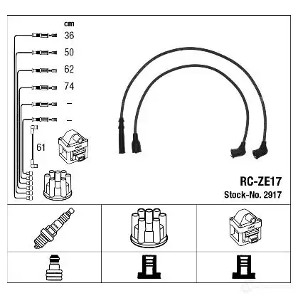 Высоковольтные провода зажигания, комплект NGK 165018 68FWE7 2917 RC-Z E17 изображение 0