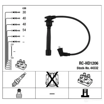 Высоковольтные провода зажигания, комплект NGK RC-HD12 06 166092 XFTBO 44332 изображение 0