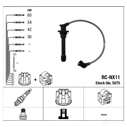 Высоковольтные провода зажигания, комплект NGK 5075 ASXP0OV 166667 RC- NX11 изображение 0