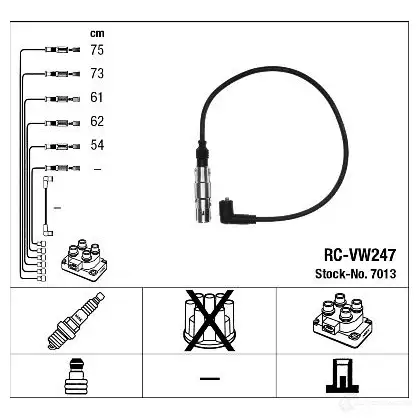Высоковольтные провода зажигания, комплект NGK R C-VW247 I47AD 7013 167218 изображение 0