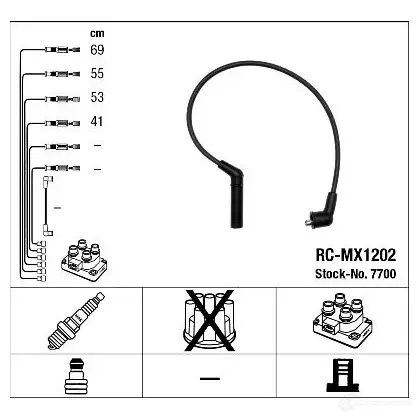 Высоковольтные провода зажигания, комплект NGK 7700 167439 RC-MX120 2 23V51MW изображение 0