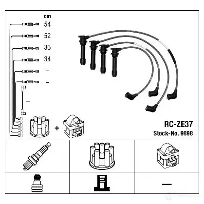 Высоковольтные провода зажигания, комплект NGK 9898 168619 0F9FX1S RC-Z E37
