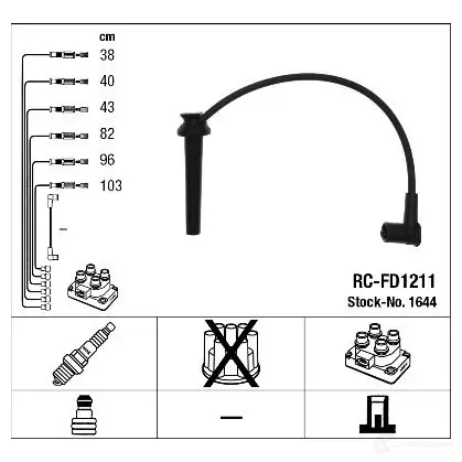 Высоковольтные провода зажигания, комплект NGK RC-F D1211 164565 48R61I 1644 - Изображение 1