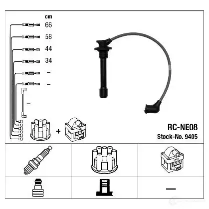 Высоковольтные провода зажигания, комплект NGK RC- NE08 168167 18U39 9405 изображение 0