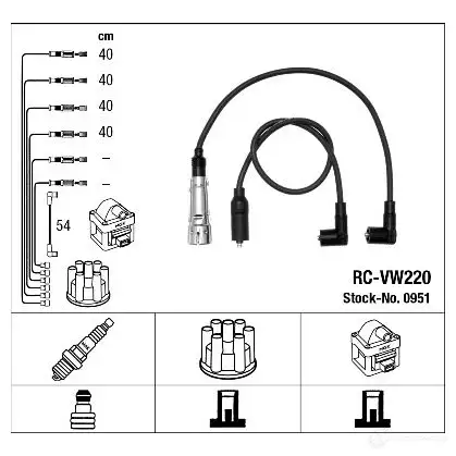 Высоковольтные провода зажигания, комплект NGK 164353 0951 RC-VW 220 H1DQI5 изображение 0