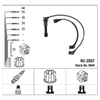 Высоковольтные провода зажигания, комплект NGK G7X3E 9846 RC-Z E07 168610