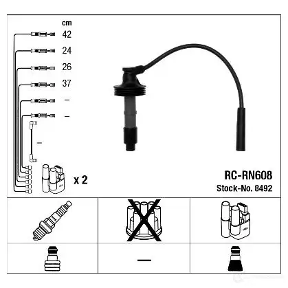 Высоковольтные провода зажигания, комплект NGK 167618 RC- RN608 8492 UMOXC изображение 1