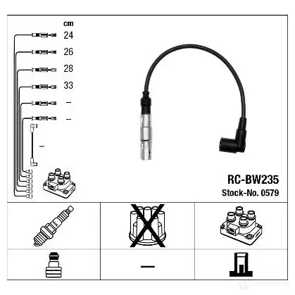 Высоковольтные провода зажигания, комплект NGK 0579 RC-B W235 ZCT3X 164213 изображение 1