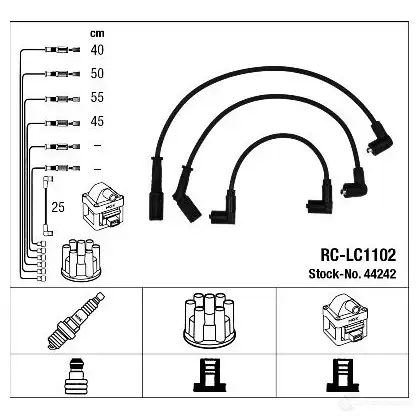 Высоковольтные провода зажигания, комплект NGK 44242 ZV7CA7 166047 RC- LC1102