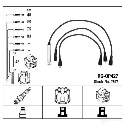 Высоковольтные провода зажигания, комплект NGK R C-OP427 UTCFN 0797 164300 изображение 0