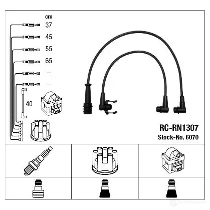 Высоковольтные провода зажигания, комплект NGK Q539F 166937 6070 RC- RN1307 изображение 0
