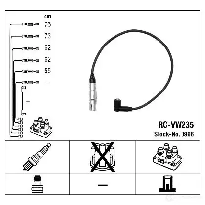 Высоковольтные провода зажигания, комплект NGK 6H91B 164361 RC-VW2 35 0966 изображение 1