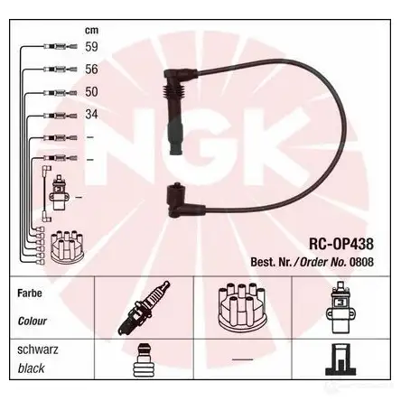 Высоковольтные провода зажигания, комплект NGK 44301 RC-OP438 Blister Faisceau 23 1193401349 изображение 1