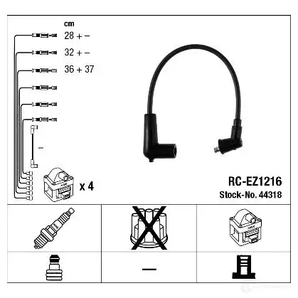 Высоковольтные провода зажигания, комплект NGK 166080 RC-EZ12 16 K26RA 44318 изображение 4