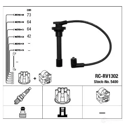 Высоковольтные провода зажигания, комплект NGK RC-RV1 302 GG1OZ 166723 5400