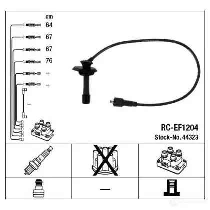 Высоковольтные провода зажигания, комплект NGK 166085 HVHL7T 44323 RC -EF1204 изображение 0