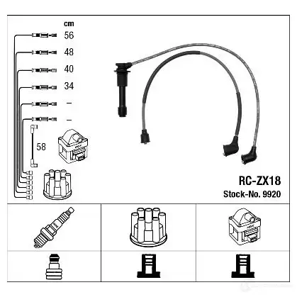 Высоковольтные провода зажигания, комплект NGK R C-ZX18 168626 9920 QHWDMJ