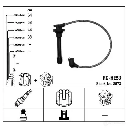 Высоковольтные провода зажигания, комплект NGK 8573 167648 BC45XR RC- HE53 изображение 0