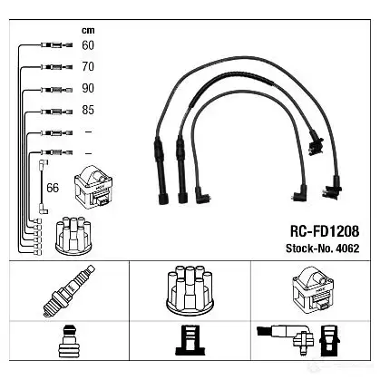 Высоковольтные провода зажигания, комплект NGK 165776 R C-FD1208 4062 B5VU10O изображение 0