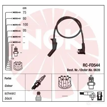 Высоковольтные провода зажигания, комплект NGK 1193401327 RC-FD544 Blister Faisceau 12 44290 изображение 0