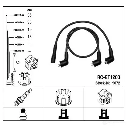 Высоковольтные провода зажигания, комплект NGK R C-ET1203 0TDYYJ 9072 167776 изображение 0