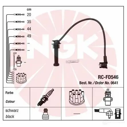 Высоковольтные провода зажигания, комплект NGK 44297 Blister Faisceau 19 RC-FD546 1193401341 изображение 1