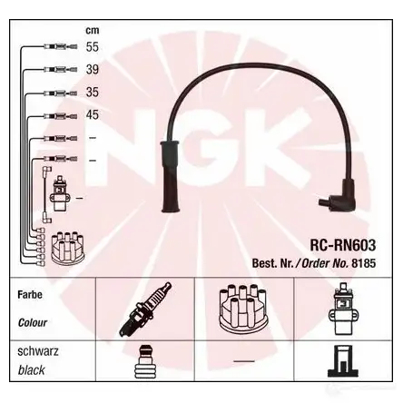 Высоковольтные провода зажигания, комплект NGK RC-RN603 44280 Blister Faisceau 2 1193401306 изображение 1