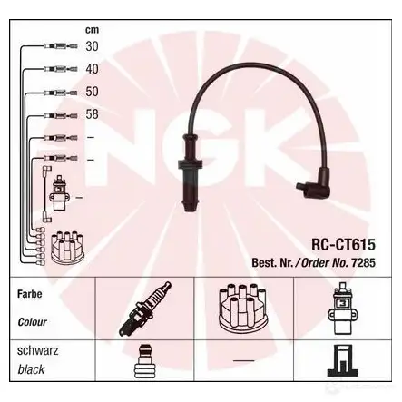 Высоковольтные провода зажигания, комплект NGK Blister Faisceau 3 44281 1193401308 RC-CT615 изображение 1
