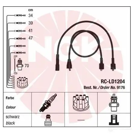 Высоковольтные провода зажигания, комплект NGK RC-LD 1204 9176 IVVXCM 167905 изображение 0
