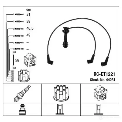 Высоковольтные провода зажигания, комплект NGK NZA1XS 44261 166063 RC-ET122 1