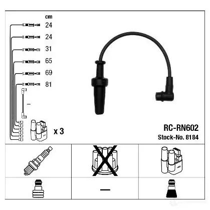 Высоковольтные провода зажигания, комплект NGK RC- RN602 80QLC 167546 8184 изображение 1