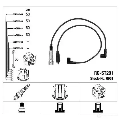 Высоковольтные провода зажигания, комплект NGK PVSWJI 164334 0901 RC-ST 201 изображение 1