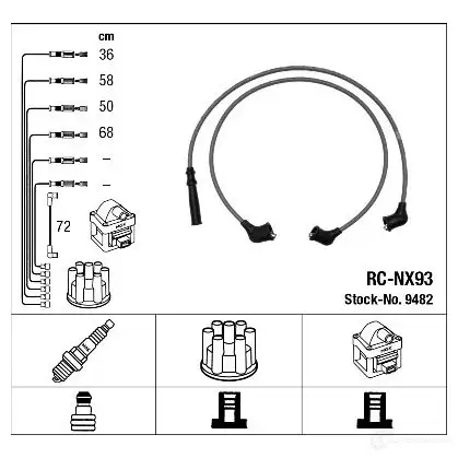 Высоковольтные провода зажигания, комплект NGK 168254 9482 RC-NX 93 1KLRJ изображение 0