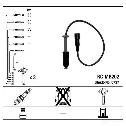 Высоковольтные провода зажигания, комплект NGK 164265 RC-M B202 QJF5Q 0737 изображение 1