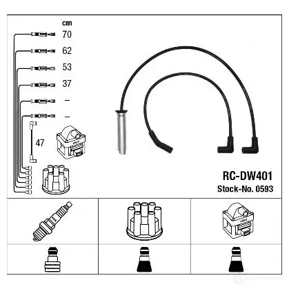 Высоковольтные провода зажигания, комплект NGK 0593 8NFDKC 164218 RC-DW4 01 изображение 1