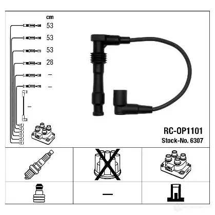 Высоковольтные провода зажигания, комплект NGK PCCUD6 6307 166992 R C-OP1101 изображение 0
