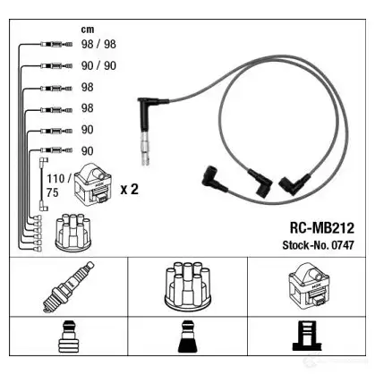 Высоковольтные провода зажигания, комплект NGK RC -MB212 ODSHV1 0747 164272 изображение 0