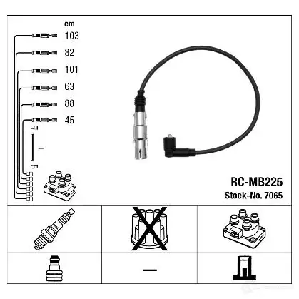 Высоковольтные провода зажигания, комплект NGK 167235 R C-MB225 7065 I9TS2 изображение 1