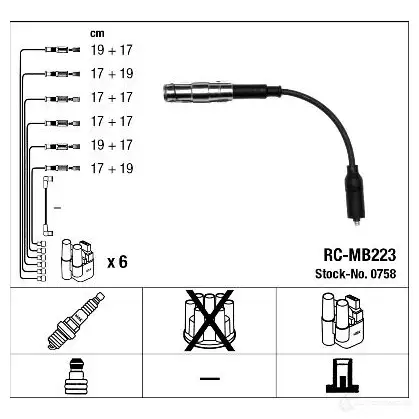 Высоковольтные провода зажигания, комплект NGK 164282 RC- MB223 0758 ZG2YNF изображение 1