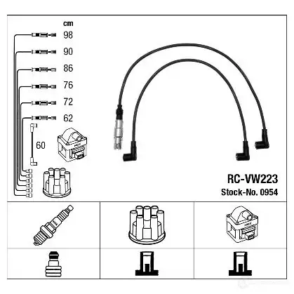 Высоковольтные провода зажигания, комплект NGK 0954 RC-VW 223 Y6QW5C 164354 изображение 0