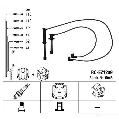 Высоковольтные провода зажигания, комплект NGK 166906 8K3HMMT 5945 R C-EZ1209 изображение 0